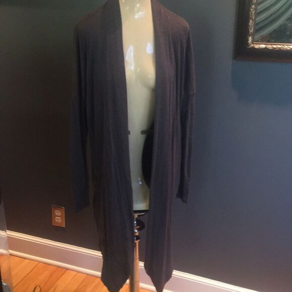 moonbeam marled dark gray open front long cardigan - Picture 1 of 6